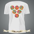 T-shirt design with colorful abstract illustration with circles