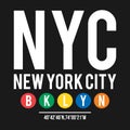 T-shirt design in the concept of New York City subway. Cool typography with borough Brooklyn for shirt print. T-shirt graphic in u