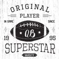 T-shirt design, Football quarterback superstar typography graphics, vector illustration Royalty Free Stock Photo