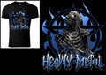 T-shirt Design Heavy Metal with Skeleton