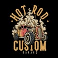 T Shirt Design Hot Rod Custom Garage With Hot Rod Car Vintage Royalty Free Stock Photo