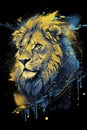 T-shirt design with lion portrait. AI generated illustration