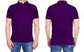 T-shirt design - man in blank purple polo shirt isolated Royalty Free Stock Photo