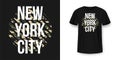 T-shirt design in military army style with camouflage texture. New York City typography with slogan Royalty Free Stock Photo