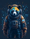 T-shirt design with panda bear astronaut. AI generated illustration