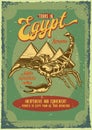 T-shirt design samples with illustration of a a scorpion and pyramids Royalty Free Stock Photo