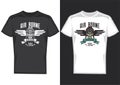 T-shirt design samples with illustration of skull with wings design