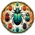 T-Shirt print with colorful bugs. Printable design for t-shirts, mugs, cases, etc Royalty Free Stock Photo