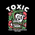 t shirt design toxic with snaked coiled over the skull and black background vintage Royalty Free Stock Photo