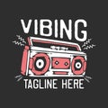 t shirt design vibing with radio and gray background vintage Royalty Free Stock Photo