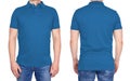 T-shirt design - man in blank light blue polo shirt isolated Royalty Free Stock Photo