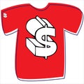 T-shirt with a dollar sign on white