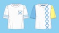 T-Shirt fashion design with Ethnic vector t shirt print. Ukrainian authentic ornament on apparel mock up. Women short sleeve T-