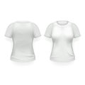 T-shirt female front side back white template realistic 3d design isolated vector illustration