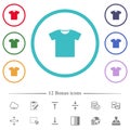 T-shirt flat color icons in circle shape outlines