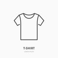 T-shirt flat line icon. Apparel store sign. Thin linear logo for clothing shop