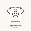 T-shirt flat line icon. Branding clothes sign. Thin linear logo for printery, design studio