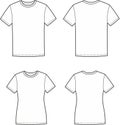 T shirt flat sketch. Casual wear apparel design. Front and back. Men and women CAD mockup. Royalty Free Stock Photo