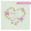 T-shirt Floral Heart Graphic Design