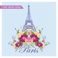 T-shirt Floral Paris Graphic Design