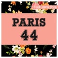 T-shirt Floral Paris Graphic with Lily and Orchid Flowers. Fall Nature Travel Background