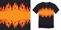 T-shirt graphic design of with burning flames