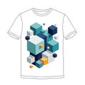 T shirt with a graphic design featuring an array of geometric Royalty Free Stock Photo