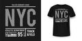 T-shirt graphic design in minimalistic style. New York City typography t shirt and apparel design. Urban and authentic print on t-