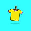 T-shirt with hanger vector illustration isolated on blue background