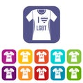 T-shirt i love LGBT icons set