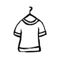 T-shirt icon, flat design. Grunge doodle caroon style. Hand-drawn illustration