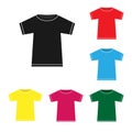 T-shirt icon. Set of colored t-shirts. Flat style. Isolate on white background Royalty Free Stock Photo
