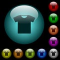 T-shirt icons in color illuminated glass buttons