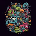 Monsters t shirt by alphonse nino, in the style of psychedelic artwork