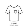 T-shirt line icon. Editable stroke. Vector illustration
