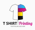 Abstract modern colored vector logo template of t-shirt printing. For typography, print, corporate identity, workshop, branding.