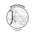 T-shirt map badge of Baton Rouge, Louisiana