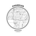 T-shirt map badge of Chandler, Arizona