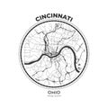 T-shirt map badge of Cincinnati, Ohio Royalty Free Stock Photo