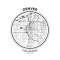 T-shirt map badge of Denver, Colorado