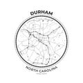 T-shirt map badge of Durham, North Carolina