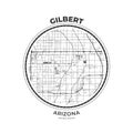 T-shirt map badge of Gilbert, Arizona