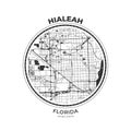 T-shirt map badge of Hialeah, Florida