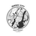 T-shirt map badge of Jersey City, New Jersey