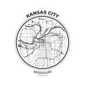 T-shirt map badge of Kansas City, Missouri Royalty Free Stock Photo