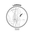 T-shirt map badge of Laredo, Texas