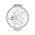T-shirt map badge of Lincoln, Nebraska Royalty Free Stock Photo