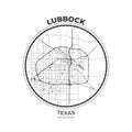 T-shirt map badge of Lubbock, Texas Royalty Free Stock Photo