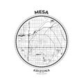 T-shirt map badge of Mesa, Arizona