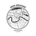 T-shirt map badge of New Orleans, Louisiana
